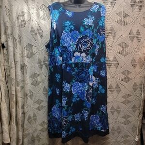 Simply Emma size 3X sleeveless blue floral dress